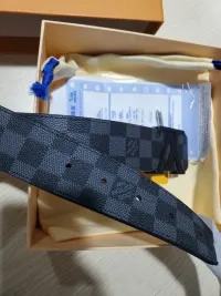 LOUIS VUITTON Belt Initiales Damier Graphite Black/Grey review 2
