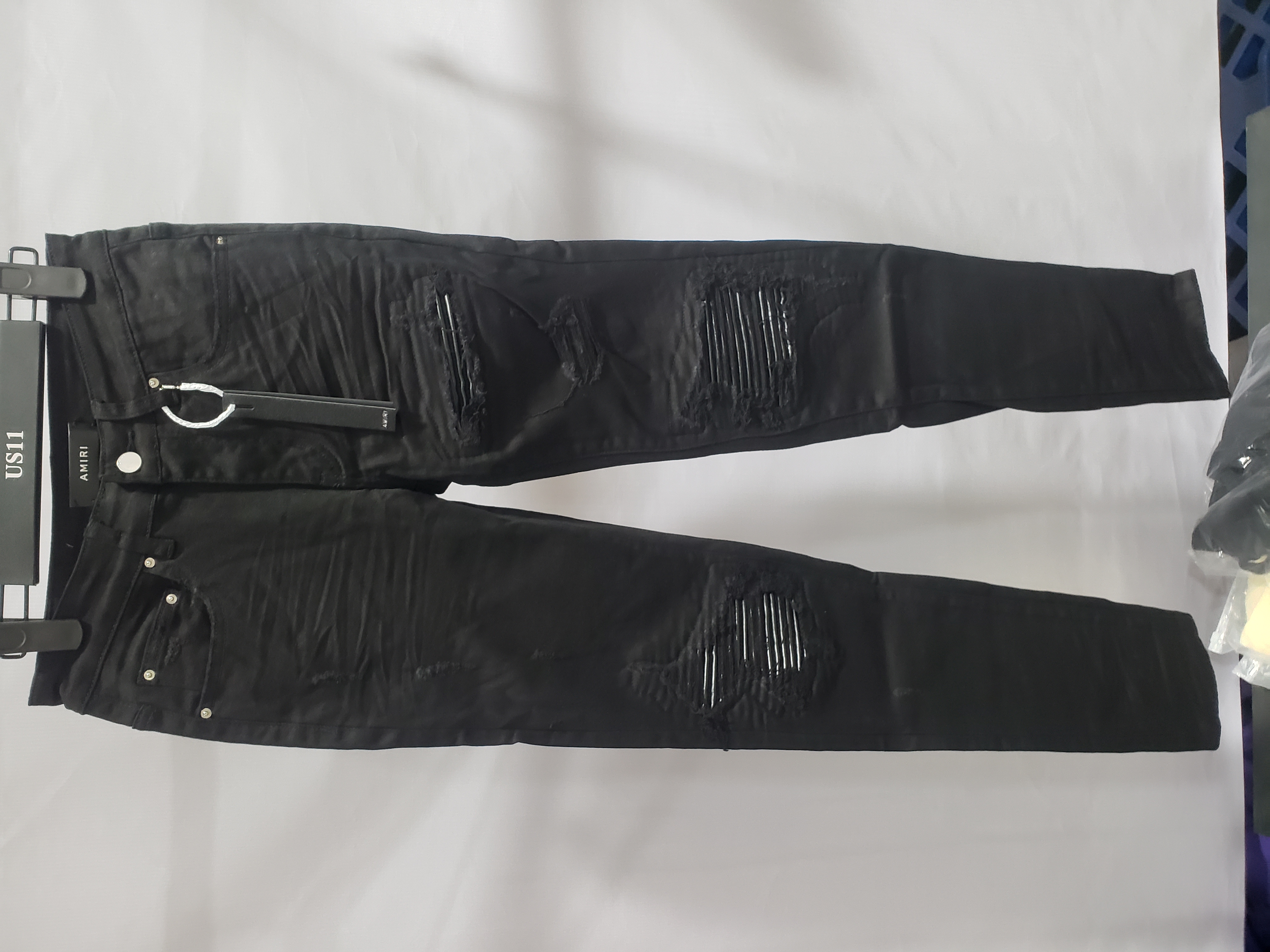 AMIRI MX1 Skinny-Fit Leather-Panelled Distressed Jeans PK0218 review Chevy Cadiente 00