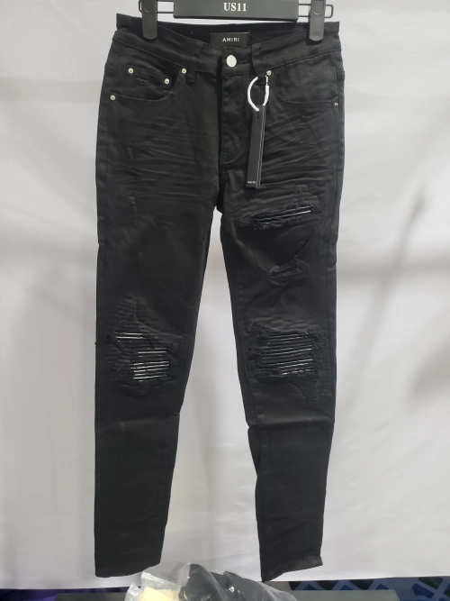 AMIRI MX1 Skinny-Fit Leather-Panelled Distressed Jeans PK0218 review 