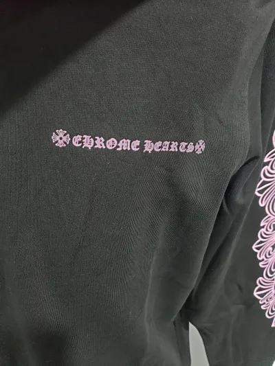 Chrome Hearts Matty Boy Shoulder Logo Hoodie Black/Pink review Stacy Swann 00