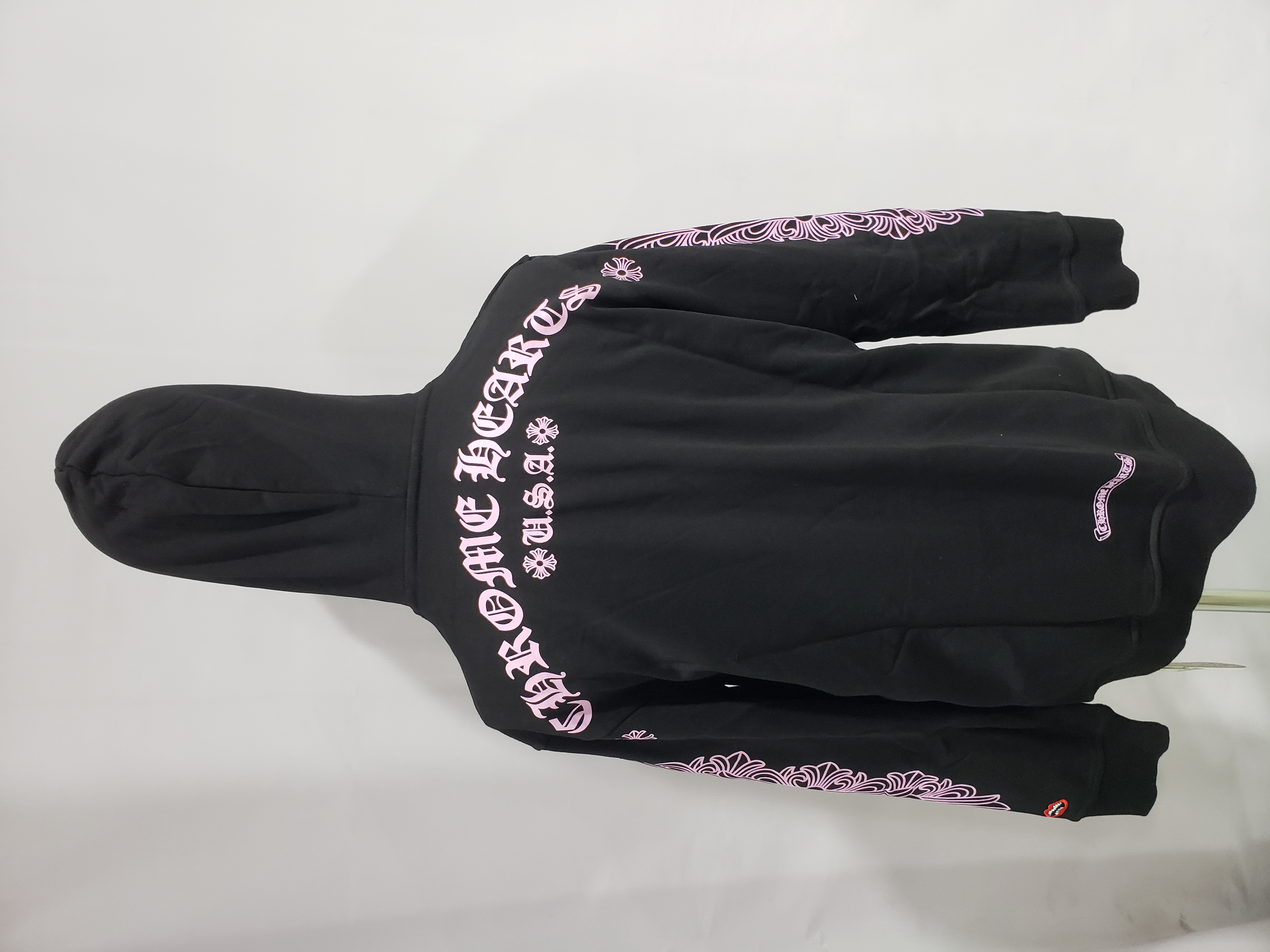 Chrome Hearts Matty Boy Shoulder Logo Hoodie Black/Pink review Stacy Swann 01