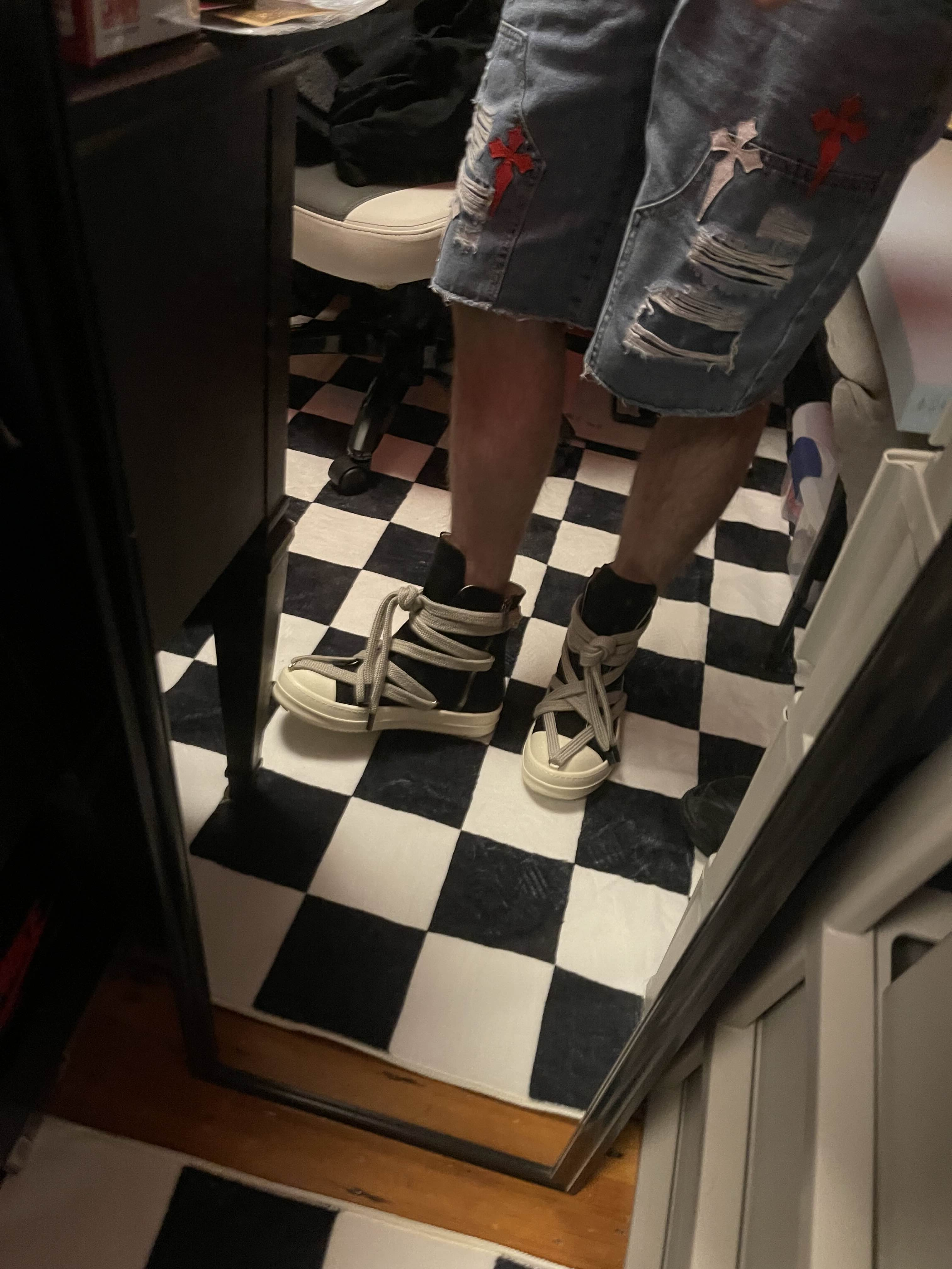 PK God Batch Rick Owens Geobasket Black and White RU02C7894LCGLPO-7511 review C*** 01