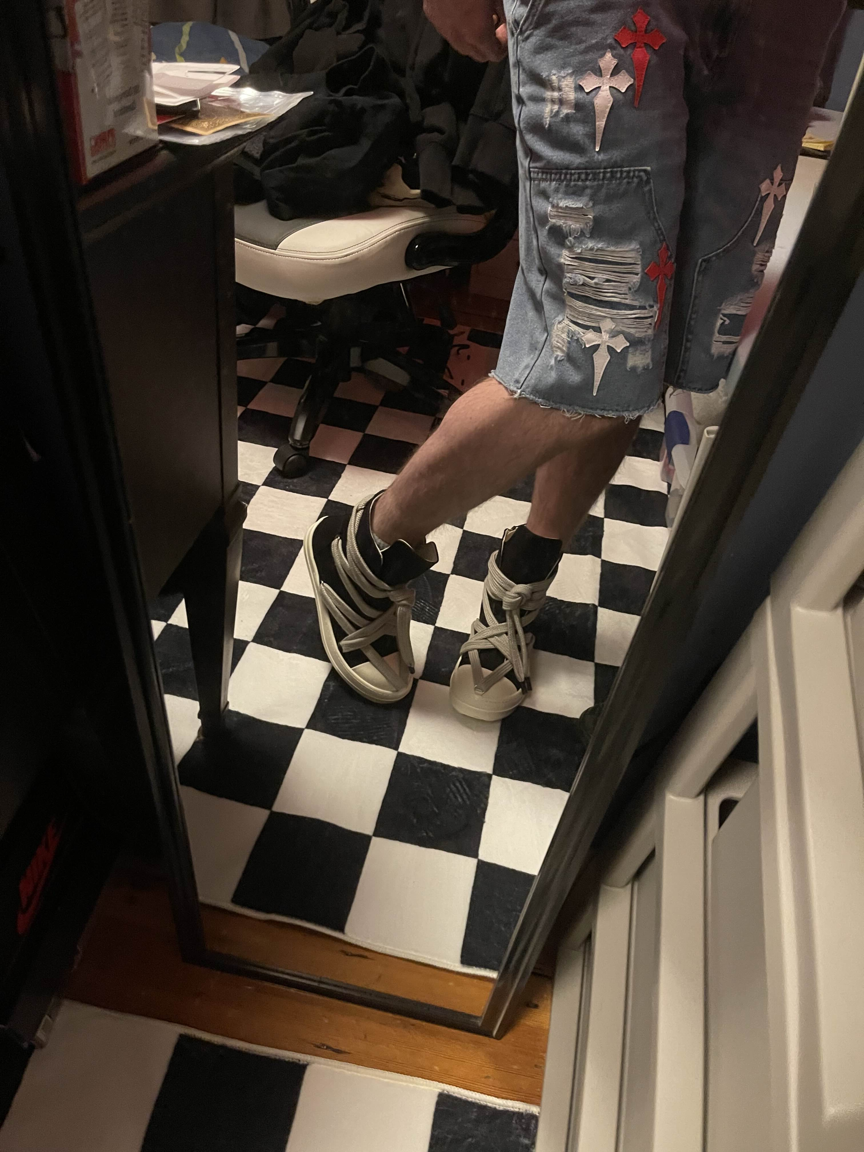 PK God Batch Rick Owens Geobasket Black and White RU02C7894LCGLPO-7511 review C*** 02