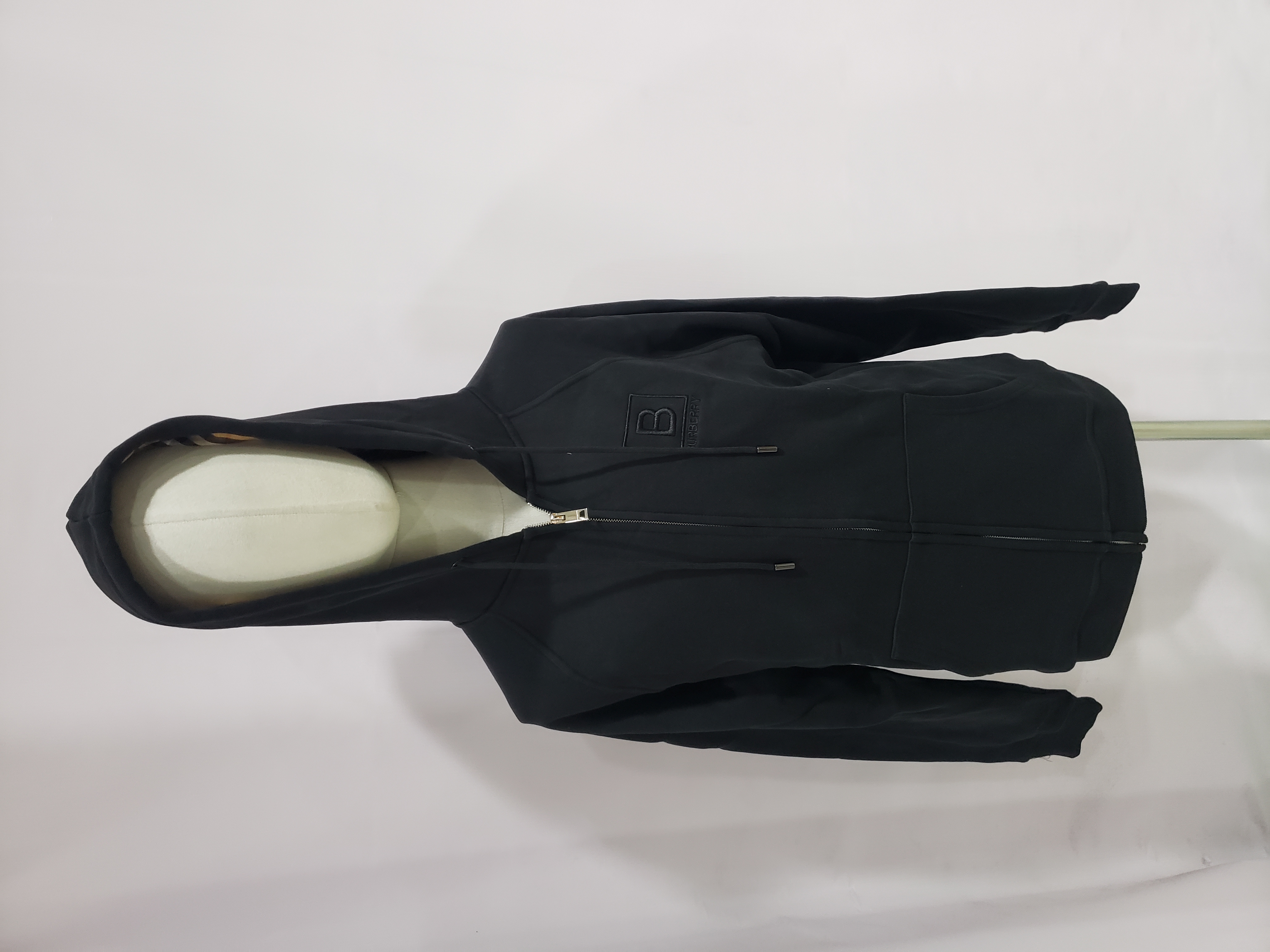 Burberry Zip Up Hoodie With Check Hood Black/Brich Brown review Kaden Miller 01