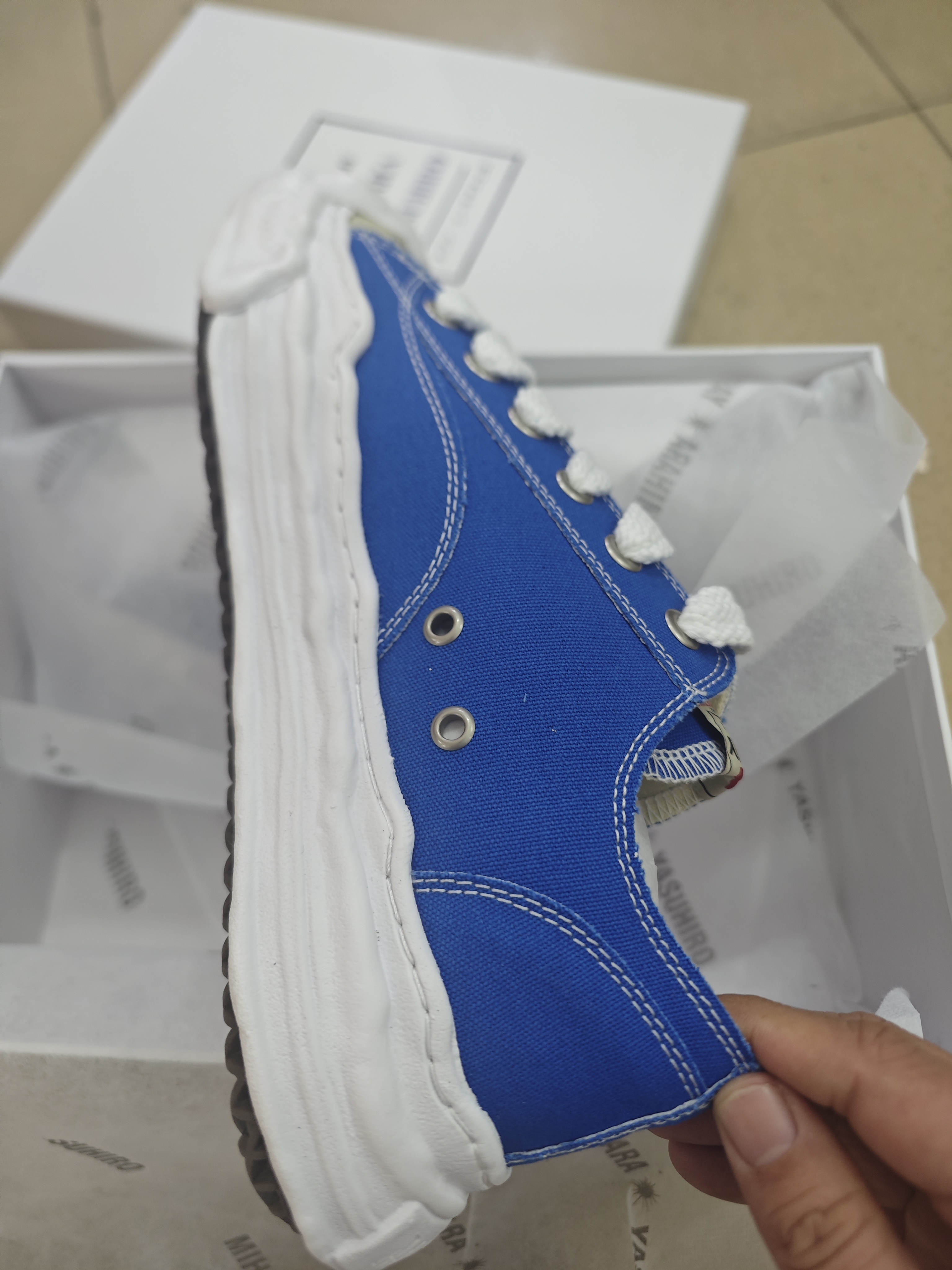 PK God Batch Maison MIHARA YASUHIRO "HANK" OG Sole Canvas Low-top Sneaker Blue review D*** 02
