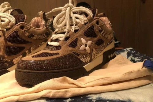 PK God Batch LOUIS VUITTON Skate Sneaker Brown Snakeskin review 