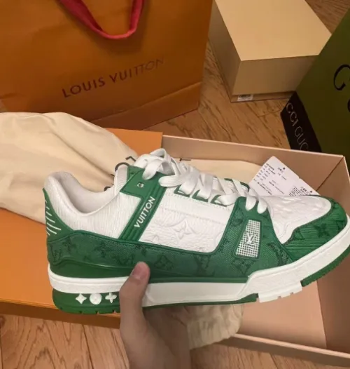 PK God Batch LOUIS VUITTON Trainer Green Cloth Surface VL1201 review 