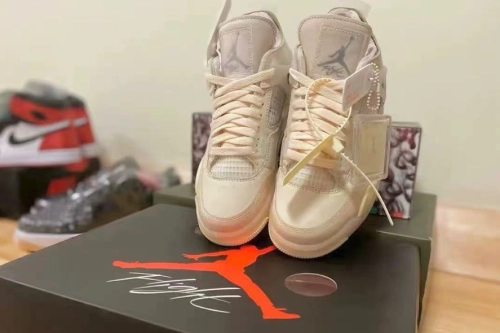PK God Batch Air Jordan 4 Retro Off-White Sail  CV9388-100 review 