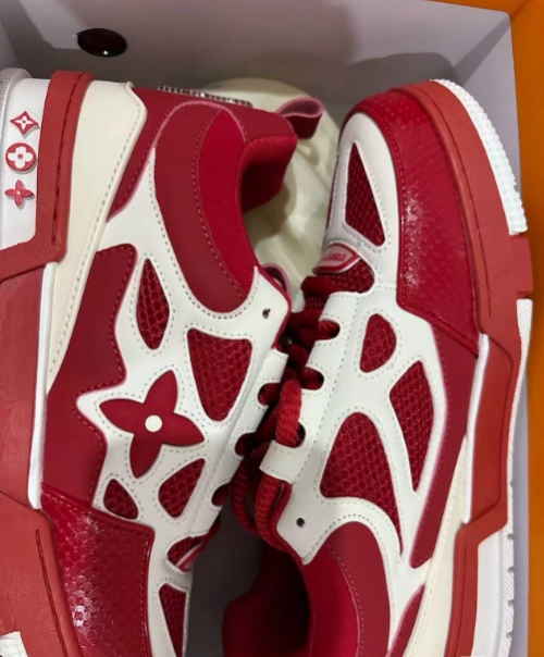 PK God Batch LOUIS VUITTON Leather lace up Fashionable Board Shoes Red 51BCOLRB review 