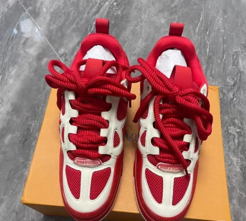 PK God Batch LOUIS VUITTON Leather lace up Fashionable Board Shoes Red 51BCOLRB review 