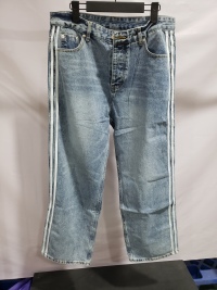 Balenciaga X Adidas Wide-Leg Jeans With Three Stripes On The Side Webbing Blue review 0
