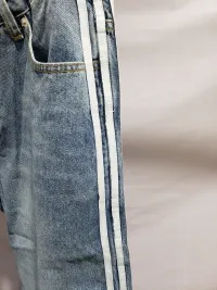 Balenciaga X Adidas Wide-Leg Jeans With Three Stripes On The Side Webbing Blue review 1