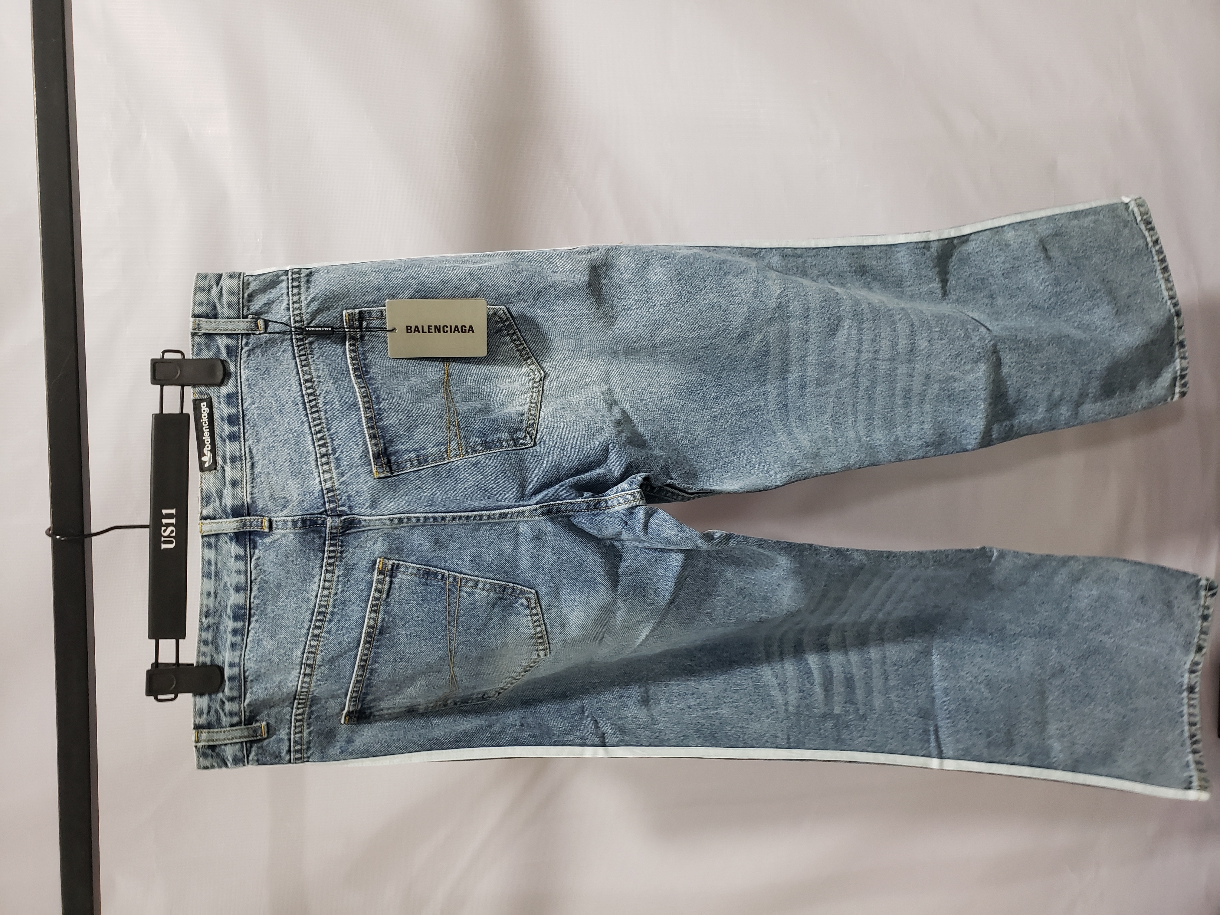 Balenciaga X Adidas Wide-Leg Jeans With Three Stripes On The Side Webbing Blue review cris paltin 03