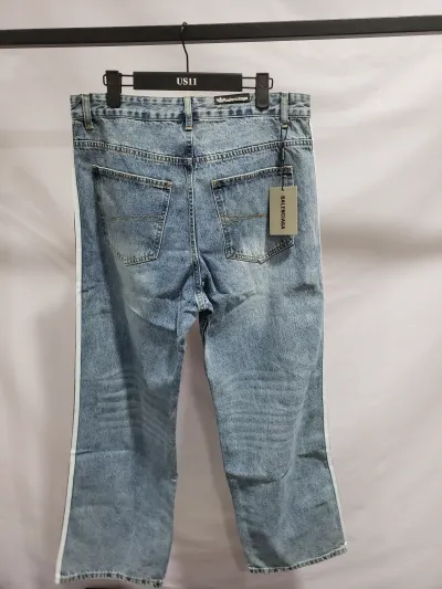Balenciaga X Adidas Wide-Leg Jeans With Three Stripes On The Side Webbing Blue review cris paltin 02