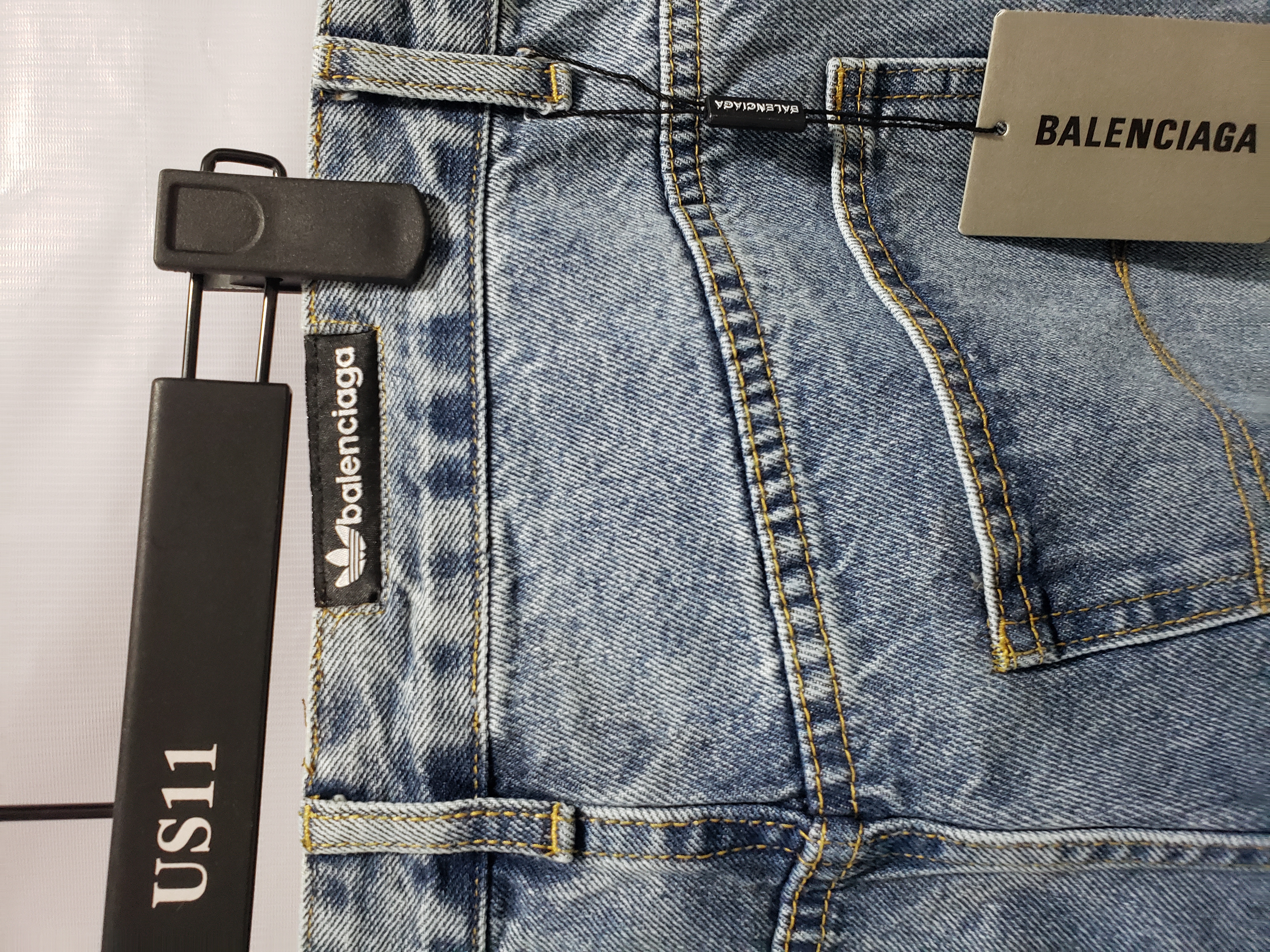 Balenciaga X Adidas Wide-Leg Jeans With Three Stripes On The Side Webbing Blue review cris paltin 04