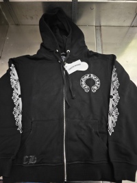 Chrome Hearts Horseshoe Floral Cross-Sleeve Zip Up Hoodie 'Black/White' review 0
