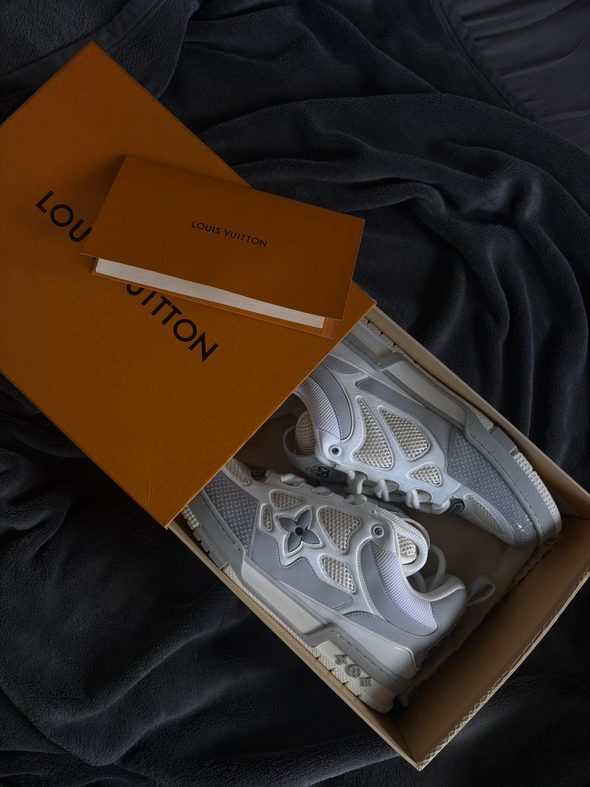 PK God Batch LOUIS VUITTON Leather lace up Fashionable Board Shoes White Gray 1ACQP4 review Kelbey Allen