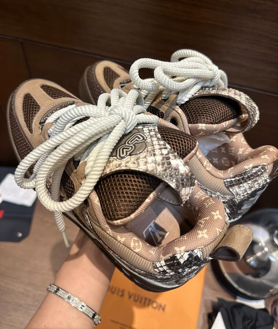 PK God Batch LOUIS VUITTON Skate Sneaker Brown Snakeskin review B***