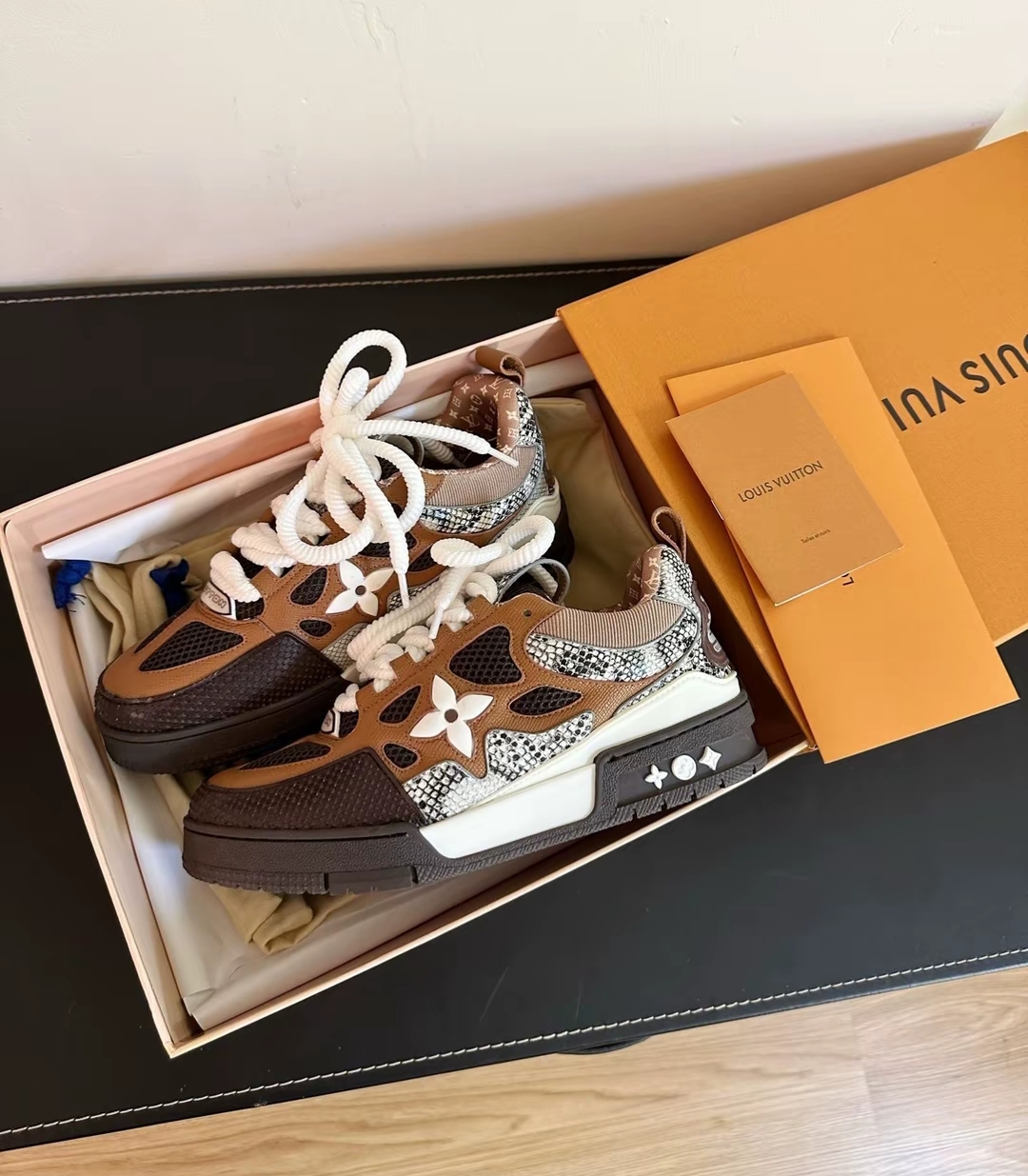 PK God Batch LOUIS VUITTON Skate Sneaker Brown Snakeskin review D*** 00