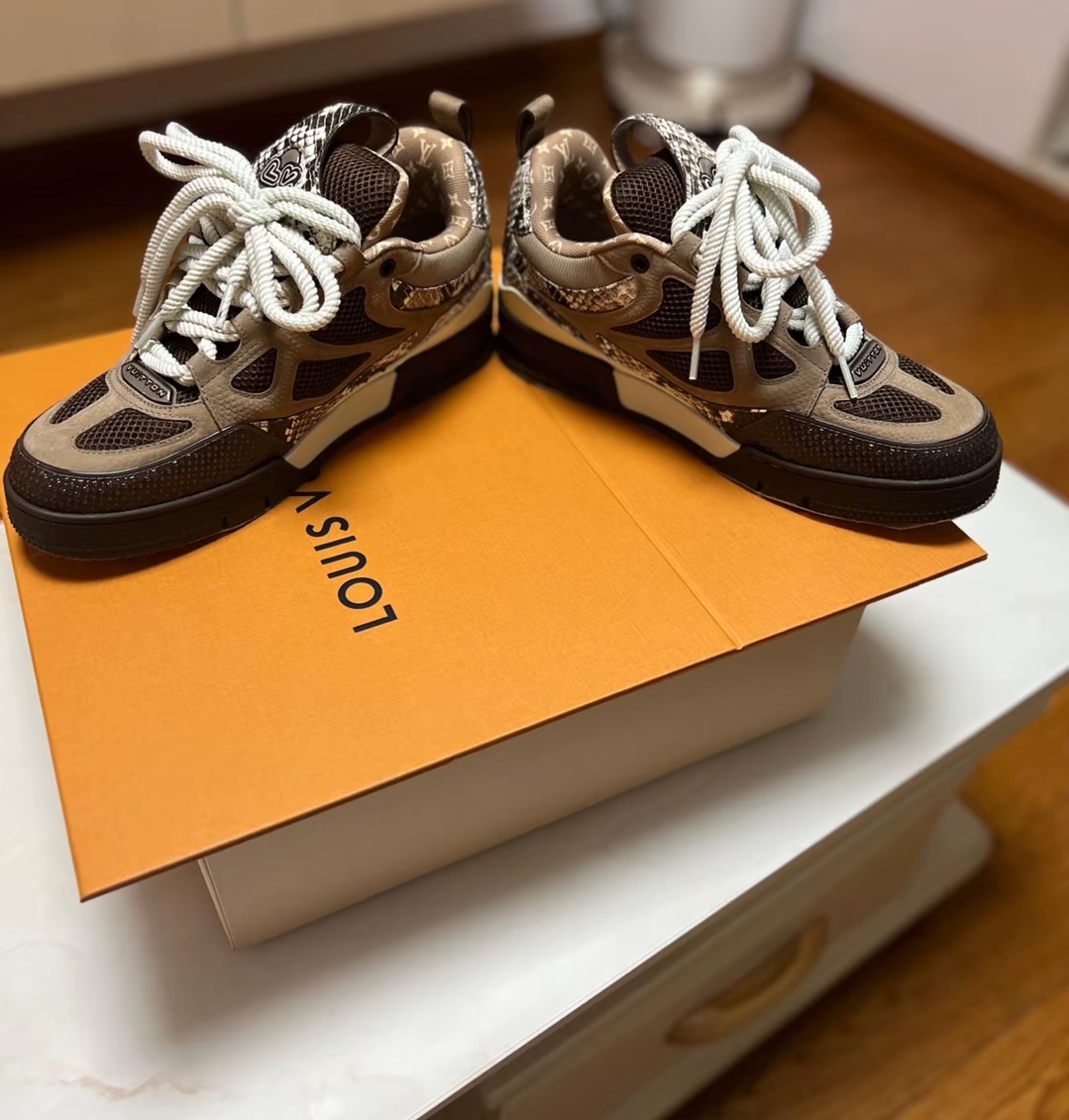 PK God Batch LOUIS VUITTON Skate Sneaker Brown Snakeskin review T***