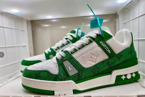 PK God Batch LOUIS VUITTON Trainer Green Cloth Surface VL1201 review 
