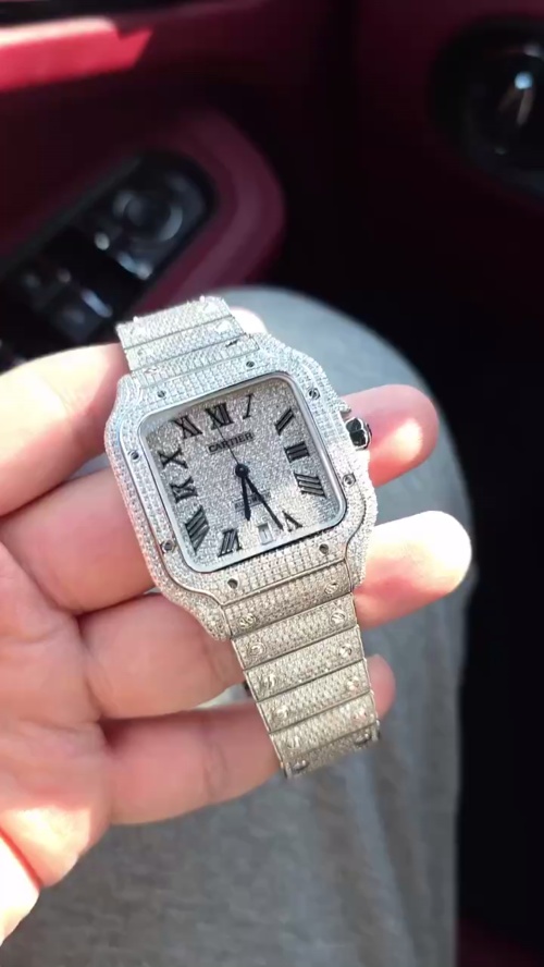 PKStockX Cartier Iced Out Cartier Santos Round Baguette Diamond review D***