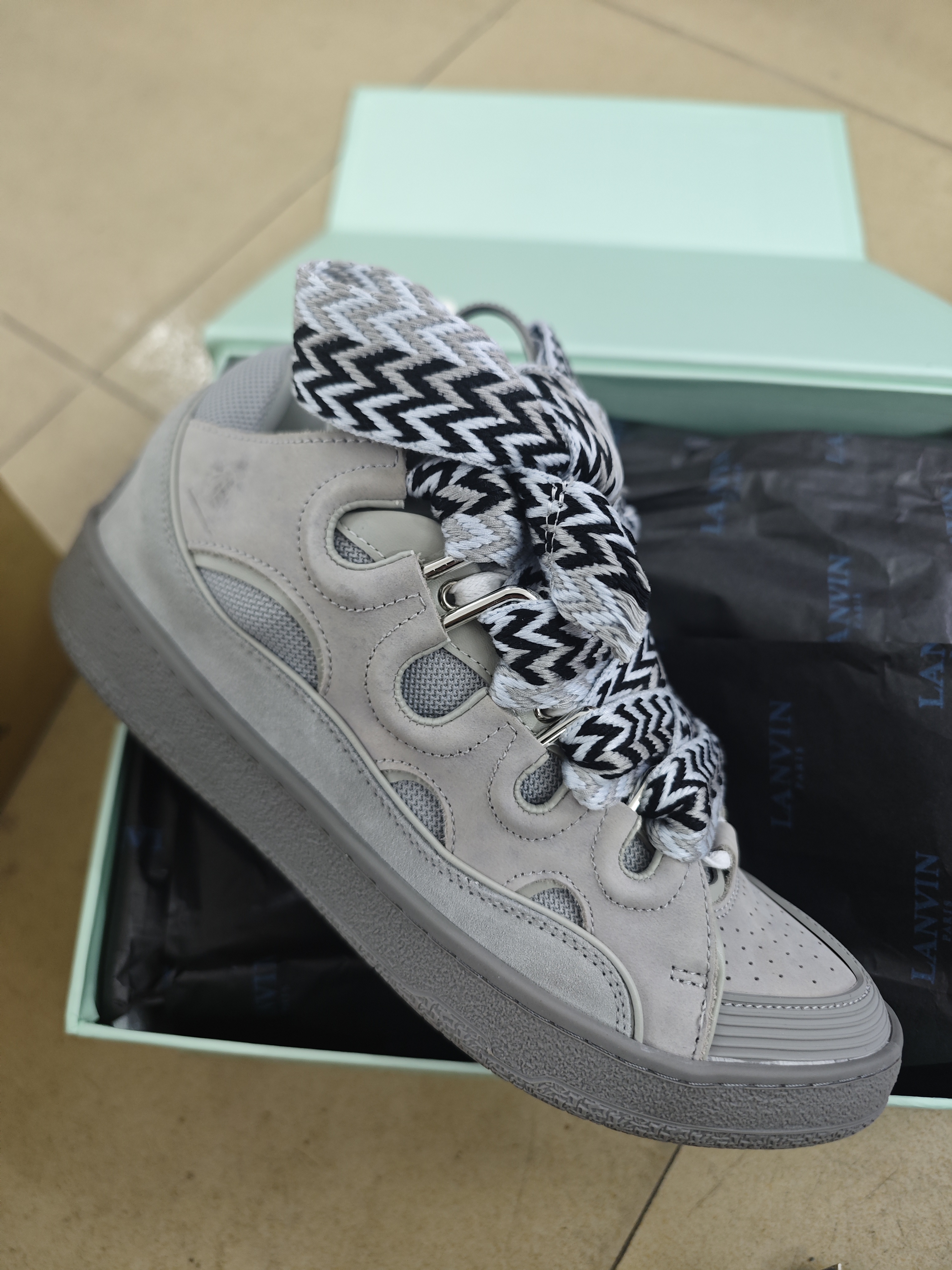 Lanvin Leather Curb Light Grey Blue FMSKRK11DRAGA 2313 review D*** 01