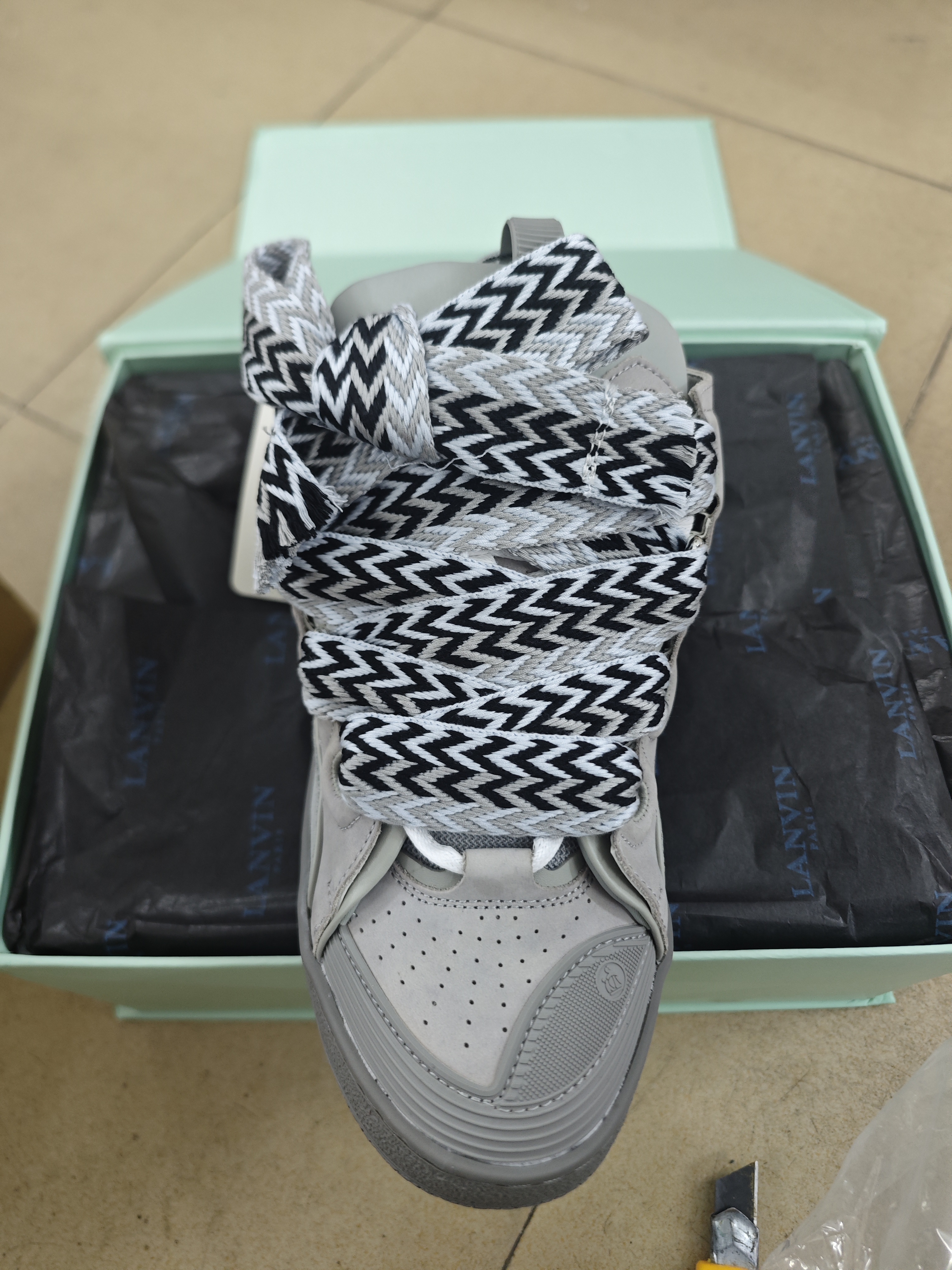 Lanvin Leather Curb Light Grey Blue FMSKRK11DRAGA 2313 review D*** 00