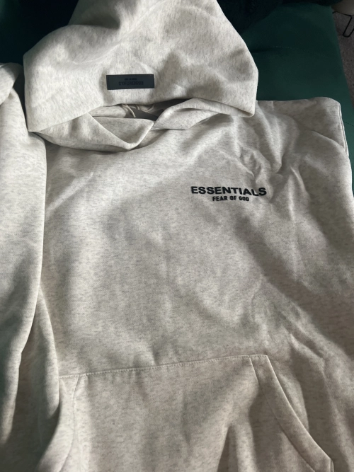 Fear of God Essentials Pullover Hoodie Light Heather Oatmeal review 