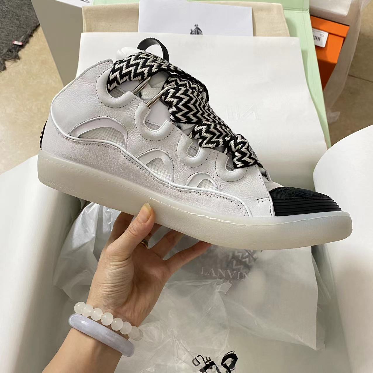 Lanvin Curb Sneakers White Black review Angel Banuelos 02