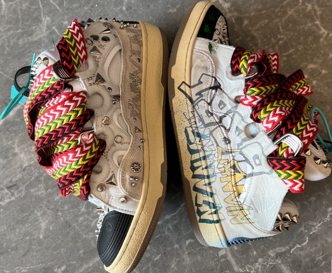 Lanvin Curb Sneaker Graffiti PB FW-SKDK02-STUD-P22-00M2 review Jadin Eichelberger