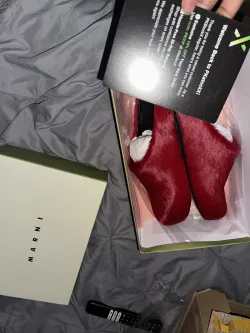 Marni Long hair Calfskin Fussbett Sabot Red SBMS004601P412200R66 review D***