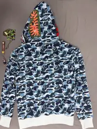 🔥 A Bathing Ape Bape Sta Low White Blue + BAPE ABC Camo Shark Zip Hoodie Blue only $129.9 🎄 review 1