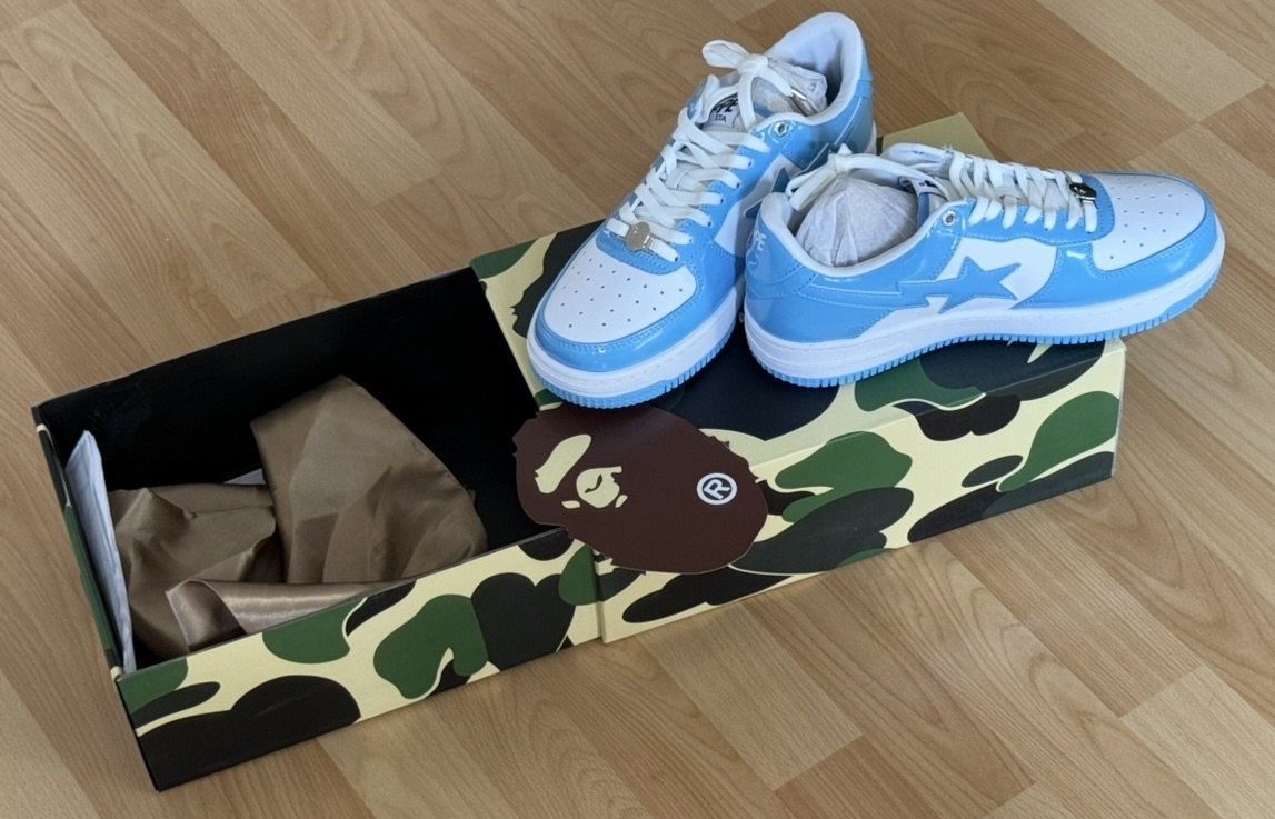 🔥 A Bathing Ape Bape Sta Low White Blue + BAPE ABC Camo Shark Zip Hoodie Blue only $129.9 🎄 review Da 03