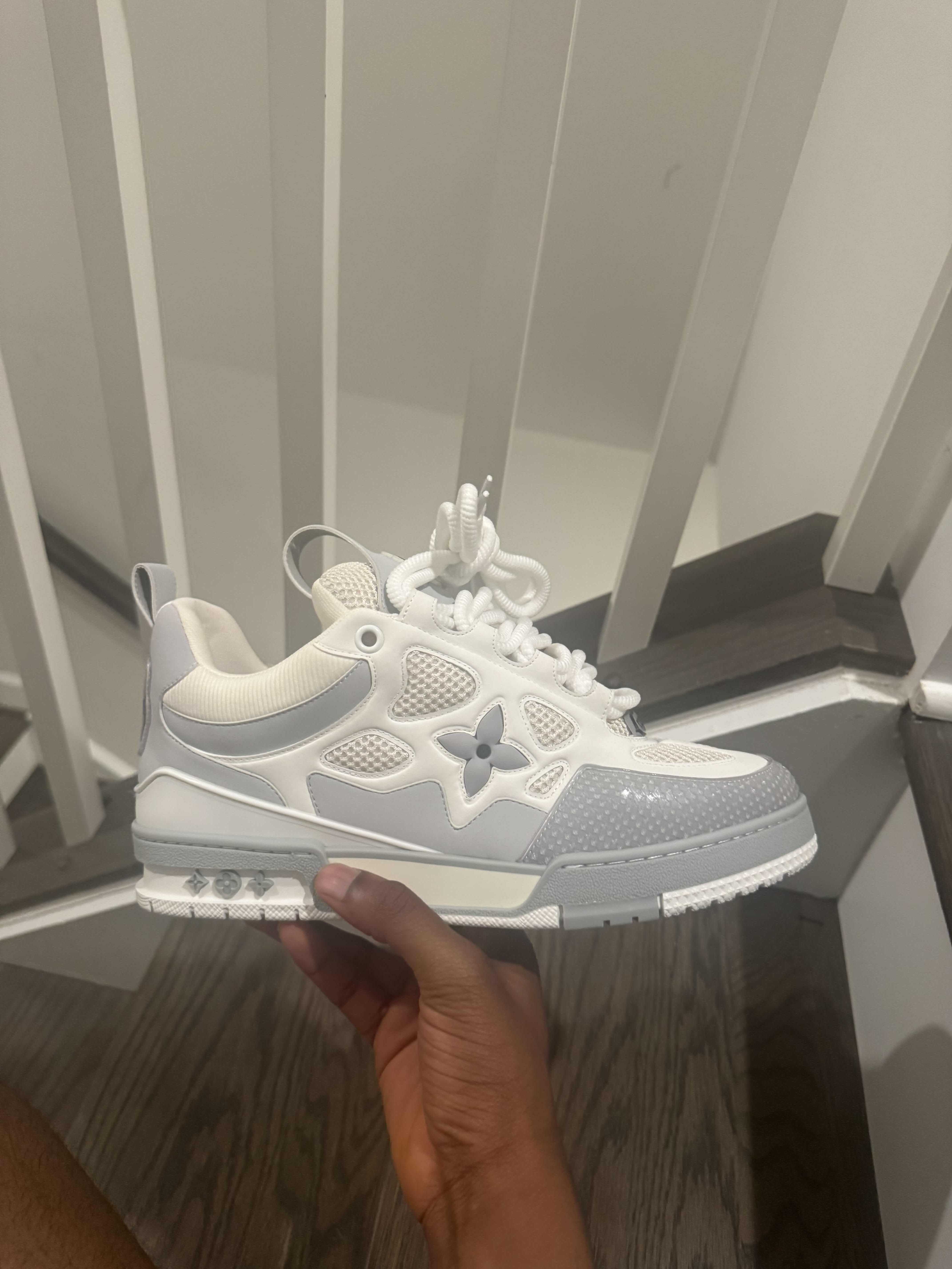 PK God Batch LOUIS VUITTON Leather lace up Fashionable Board Shoes White Gray 1ACQP4 review Phylicia Wooten 00