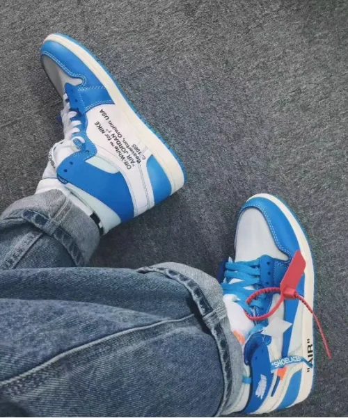 PK God Batch Air Jordan 1 Retro High Off-White University Blue AQ0818-148 review 