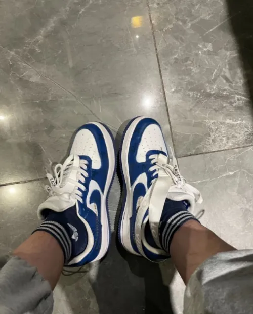 PK God Batch LOUIS VUITTON x Nike Air Force 1 White Blue 7108-5 review 