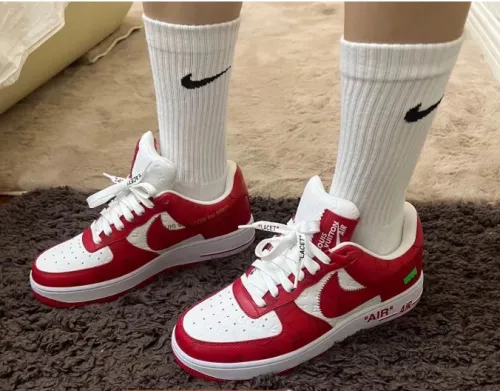PK God Batch LOUIS VUITTON x Nike Air Force 1 White Red MS0232 review 