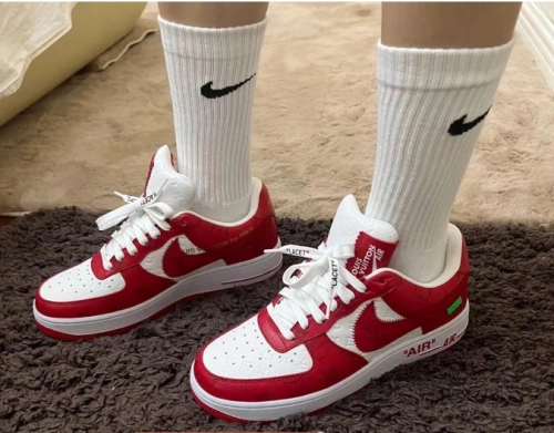 PK God Batch LOUIS VUITTON x Nike Air Force 1 White Red MS0232 review 