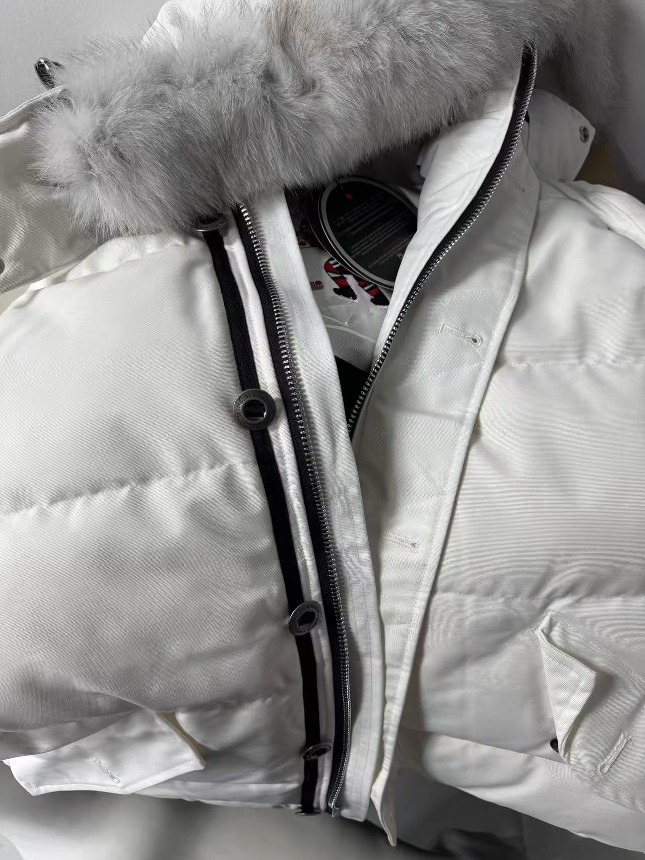Moose Knuckles White Jacket White Wool Collar review Laurin Vincent 03