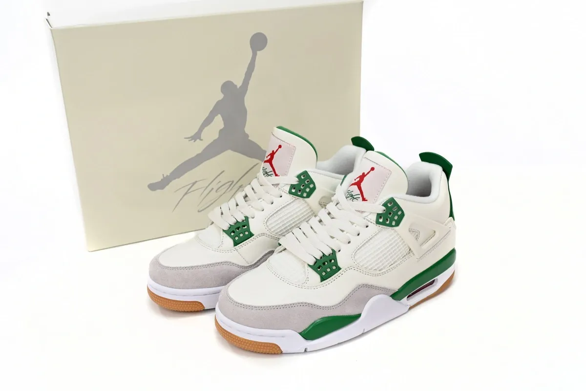 Unboxing Best Jordan 4 SB Pine Green Replica Shoes From Fake Sneakers Website - PKStockX