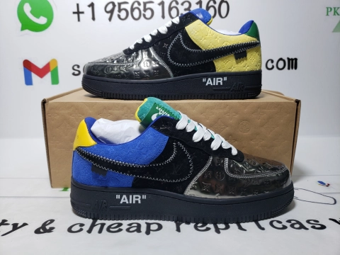 PK God Batch LOUIS VUITTON x Nike Air Force 1 Silver Yellow 1A9VCH