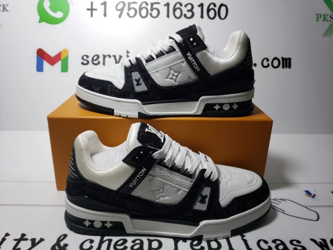 PK God Batch LOUIS VUITTON Trainer Black And White Cloth Cover VL1202