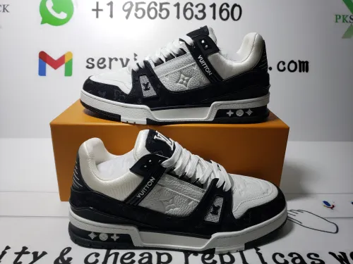 PK God Batch LOUIS VUITTON Trainer Black And White Cloth Cover VL1202