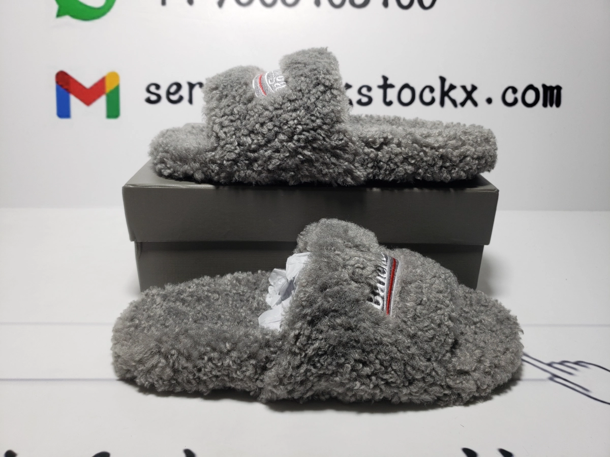 Balenciaga Furry Slide  Grey