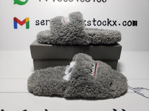 Balenciaga Furry Slide  Grey