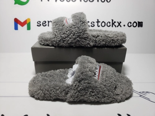 Balenciaga Furry Slide  Grey