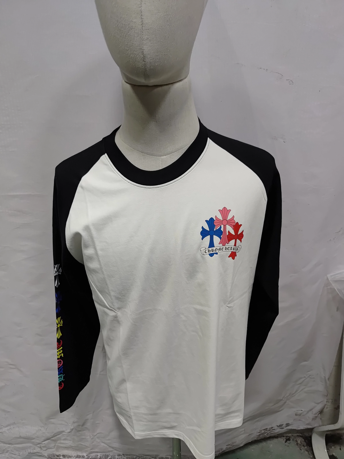 Chrome Hearts Multi Color Cross Raglan Long Sleeve T-Shirt