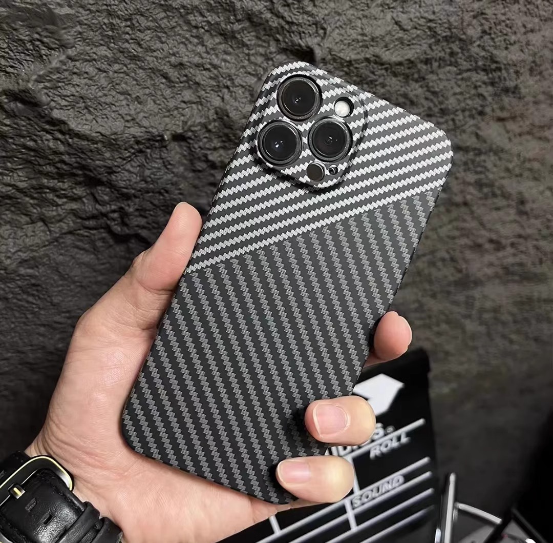 Carbon Fiber Texture Contrast Color iPhone Case