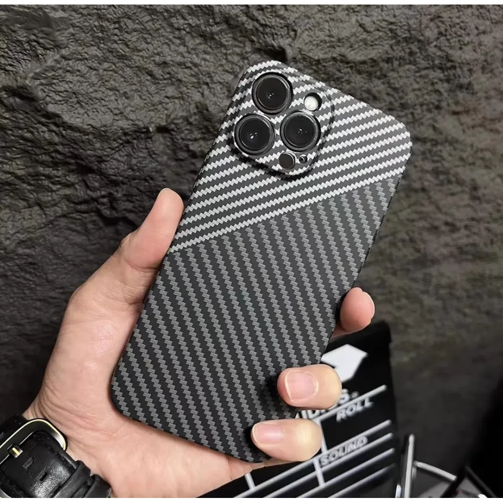 Carbon Fiber Texture Contrast Color iPhone Case